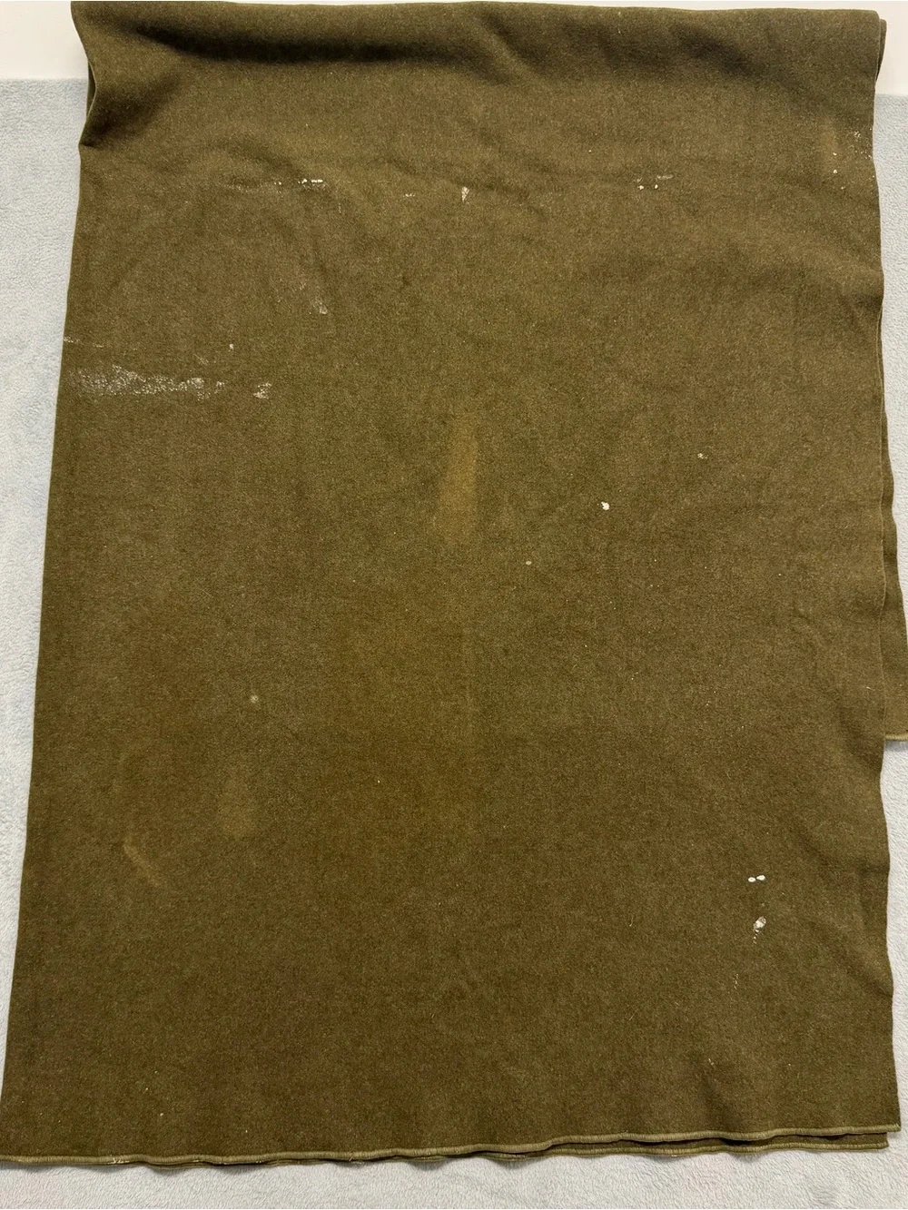 Vintage 1960s US Army Bed Wool OG Blanket USGI Green *Paint Marks 1967